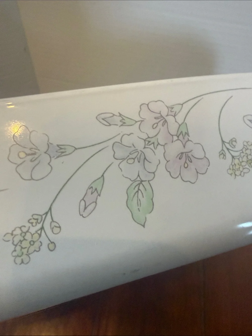 VTG Corning Ware baking dish lasagna pan Pastel Bouquet pattern 12x10”